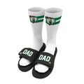 Men's ISlide Black Boston Celtics Dad Socks & Slide Sandals Bundle