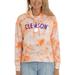 Women's Orange Clemson Tigers Maddie Tie-Dye Tri-Blend Pullover Hoodie