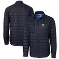 Men's Cutter & Buck Navy Los Angeles Chargers Helmet Rainier PrimaLoft Eco Insulated Quilted Button-Up Shacket