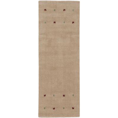 Wollteppich CARPETFINE "Gabbeh Uni, auch als Läufer und Rund erhältlich", beige, B:80cm H:15mm L:400cm, Wolle, Teppiche, reine Wolle, handgewebt, Gabbeh Loom Tiermotiv, große Farbauswahl Image