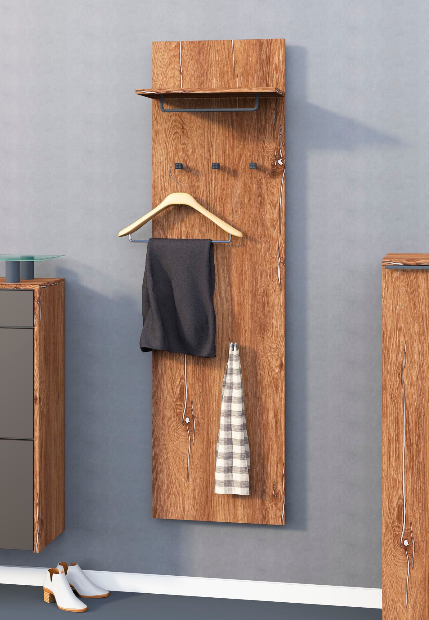 Garderobenpaneel BORCHARDT MÖBEL "Tom", braun (eichefarben vintage), B:40cm H:160cm T:21cm, Spanplatte, Garderobenpaneele, Garderobenpaneel