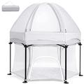 INFANS Baby Playpen with Removable Mesh & UV Canopy, Portable Playhouse with Carry Bag, Dome, Padded Floor, Easy Folding Playard Activity Center (Grey)