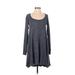 BDG Casual Dress - A-Line Scoop Neck Long sleeves: Blue Marled Dresses - Women's Size Small