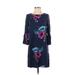 Joules Casual Dress - Shift Crew Neck 3/4 sleeves: Blue Floral Dresses - Women's Size 2