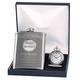 Engraved 21st Birthday Pewter Happy Birthday Feature Pocket Watch and Hip Flask Gift Set in a Quality Box