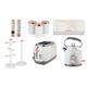 Tower Marble & Rose Gold Kitchen Set of 10 Including Kettle, 2 Slice Toaster, Bread Bin, Set of 3 Canisters, Mug Tree, Towel Pole and Electric Salt & Pepper Mills