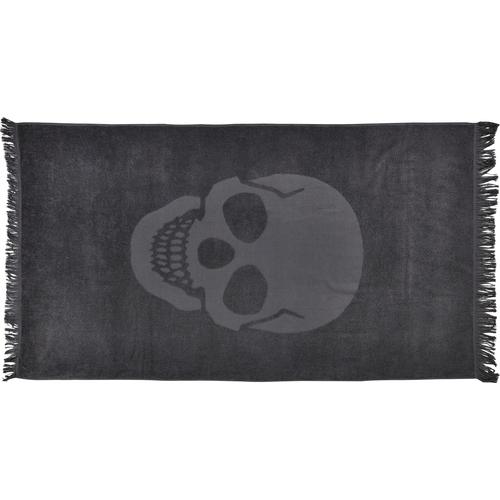 „Hamamtuch DONE. „“Skull““ Handtücher (Packung) Gr. B/L: 90 cm x 160 cm (1 St.), grau (anthrazit) Handtücher saugfähige Frottier-Innenseite, ideal als Sauna- oder Strandtuch“
