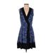 Proenza Schouler Casual Dress - A-Line Plunge Sleeveless: Blue Color Block Dresses - Women's Size 4