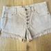 Free People Shorts | Free People Blush Pink Cut Off Raw Hem Mini Denim Button Fly Shorts Womens 27 | Color: Cream/Pink | Size: 27