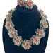 J. Crew Jewelry | J.Crew Collection Gray Floral Necklace/Earring Set | Color: Gray/Orange | Size: Os