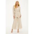 Linen Look Belted Cropped Trouser