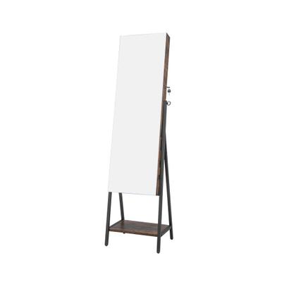 Costway Freestanding Jewelry Cabinet with Full-Length Mirror-Rustic Brown