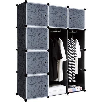 Naizy - Kleiderschrank Schwarz diy Regalsystem aus Kunststoff Garderobenschrank Steckregal Image