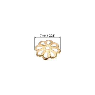 Flower Bead Caps, 200Pcs 7x1mm Hollow Metal Spacer Bead End Caps