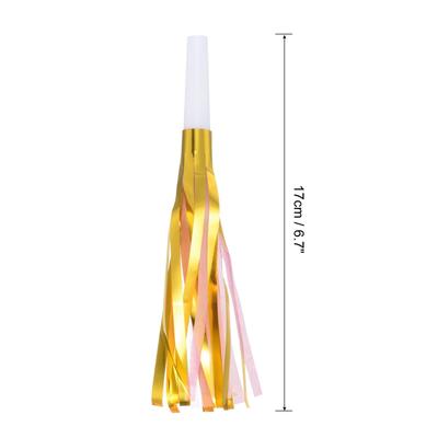 24Pcs Glitter Metallic Fringed Party Noise Maker Blowouts Whistle