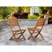 East West Furniture Outdoor Dining Folding Arm Chairs - Acacia Wood, Set of 2, Natural Oil(Chair Style Options) - N/A