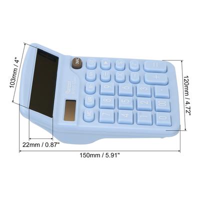 Desk Calculator, 12 Digits Electronic Calculator Solar Battery, Blue