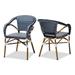 Baxton Studio Eliane Classic French Indoor and Outdoor Navy and White Bamboo Style Stackable Bistro Dining Chair