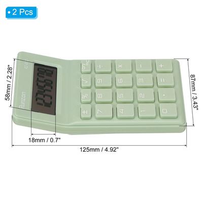 Desk Basic Cute Calculator 2pcs Battery Powered with 8 Digit Style 2, Green