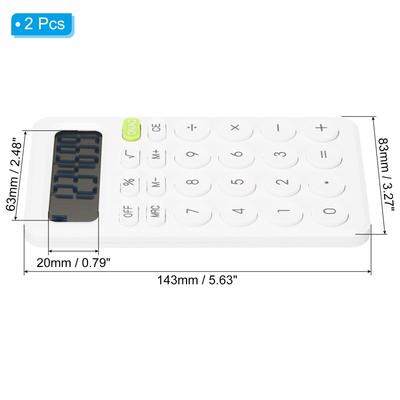 Desk Basic Cute Calculator 2pcs Battery Powered with 8 Digit Style 1, White