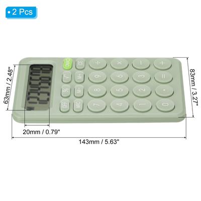 Desk Basic Cute Calculator 2pcs Battery Powered with 8 Digit Style 1, Green