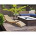 East West Furniture Helena Patio Chaise Lounge - Outdoor Acacia Wood Sunlounger Chairs for Poolside, Deck, Lawn, Natural Oil