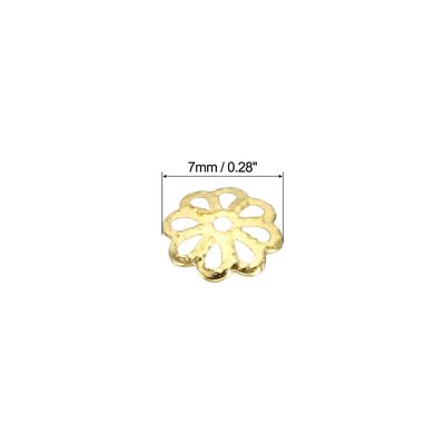 Flower Bead Caps, 200Pcs 7x1mm Hollow Metal Spacer Bead End Caps