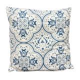 17 x 17 Inch Modern Brightens Decorative Square Cotton Accent Throw Pillow with Classic Damask Print, Blue and White