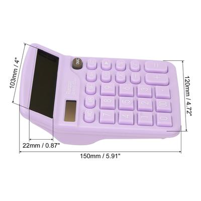 Desk Calculator, 12 Digits Electronic Calculator Solar Battery, Purple