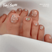 Fofosbeauty 24pcs Square Toe Fake Press-on Nails for Girls Women Silver Glitter Butterfly