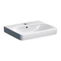 Lavabo Geberit Smyle Square, 60x48cm, troude robinetterie au centre, Blanc