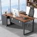 17 Stories L Shaped Desk w/ Cabinet Drawers Wood/Metal in Brown | 29.5 H x 55.1 W x 47.2 D in | Wayfair 9F08D0A06F1E46FCB9045F9032874EED