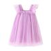 Funicet Baby Girls Summer Dresses Square-Neck Cap Sleeve Solid Dresses Mesh Gauze Dresses Casual Pleated Daily Dresses