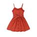 wybzd Kids Toddler Baby Girl Summer Dress Sleeveless V Neck Dots Print Button Front Belted Dress Red 7 Years