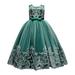 Girls Dresses Summer Flower Lace For Kids Wedding Bridesmaid Pageant Party Formal Long Maxi Gown Big First Birthday Dance Prom Sequin Bowknot Puffy Tulle Sun Dress