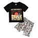 3 Piece Boys 4 Piece Set Baby Toddler Boys Girls Short Sleeve Cartoon Printed T Shirt Tops Shorts Outfits