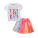 Wear for Teens Babies for Babies Girls Set Edition Fashion Cartoon Style T Shirt And Rainbow Skirt Two Piece Set Birthday