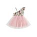 Gwiyeopda Toddler Girls One Shoulder A-line Dress Sleeveless Floral Cow Tulle Dress Summer Sundress