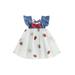 Arvbitana 0-3 Years Infant Baby Girls Summer Dress Fly Sleeve Square Neck Strawberry Embroidery Tulle Dress Infant Outfit