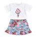 Girls Baby Clothes First Thanksgiving Baby Girl Summer Toddler Girls Short Sleeve T Shirt Tops Prints Skirt Two Piece Outfits Set For Kids Clothes