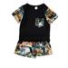 KIMI BEAR Newborn Boys Outfits Set 6 Months Newborn Boy Spring Summer Outfits 9 Months Graffiti Prints Patchwork Short Sleeve T-Shirt + Shorts 2PCS Set Black