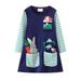 Summer Dresses For Girls Baby Kids Crew Neck Long Sleeves Cartoon Prints Sundress Casual Beach Prints Pockets Party Sun Dress