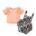 Itsun Toddler Outfits for Girls Baby Girls Cotton Leopard Fruit Print Overalls Cute Clothes Tow-piece