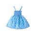 Girls Ruched Princess Dress Casual Butterfly A-Line Party Dress for Beach Party Wear Summer Clothing