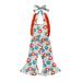 Arvbitana 4th of July Baby Girl Summer Jumpsuit Overalls Sleeveless Backless Halter Neck Floral Print Romper Bell-Bottoms