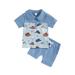 Diconna Toddler Boys Summer Clothes Infant Baby Gentlemen Outfits Turn-Down Collar Tops Shorts 2Pcs Set Blue 6-12 Months