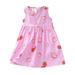 Rovga Fashion Dresses For Girls Summer Dress Casual Princess Dresses Sleeveless Floral Print Kids Cotton Beach Dress