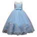 Summer Dresses For Girls Flower Lace For Kids Wedding Bridesmaid Pageant Party Formal Long Maxi Gown Big First Birthday Dance Prom Sequin Bowknot Puffy Tulle Sun Dress
