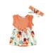 Karuedoo Newborn Baby Girl Summer 2Pcs Outfits Infant Kids Sleeveless Floral Romper Dress with Headband Clothes Set