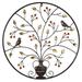 NUOLUX Creative Wrought Iron Pendant Simple Circle Frame Vase Flower Birds Carved Craft Decor Wall Mounted Hanging Adornment Wall Art Pendant for Home Office (Coffee)